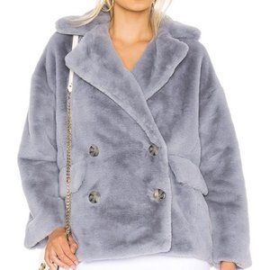 SOLD_____NEW Free People Kate Faux Fur Coat Slate Grey Med